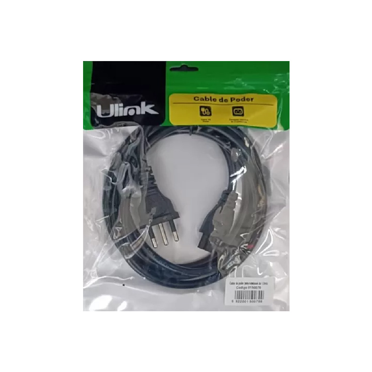 Cable de Poder Nacional a Trébol (C5) 1.8Mts Ulink - CG Tecno
